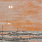 Zijde collage, Maya Wildevuur, Compositie zalmkleurig, 1987